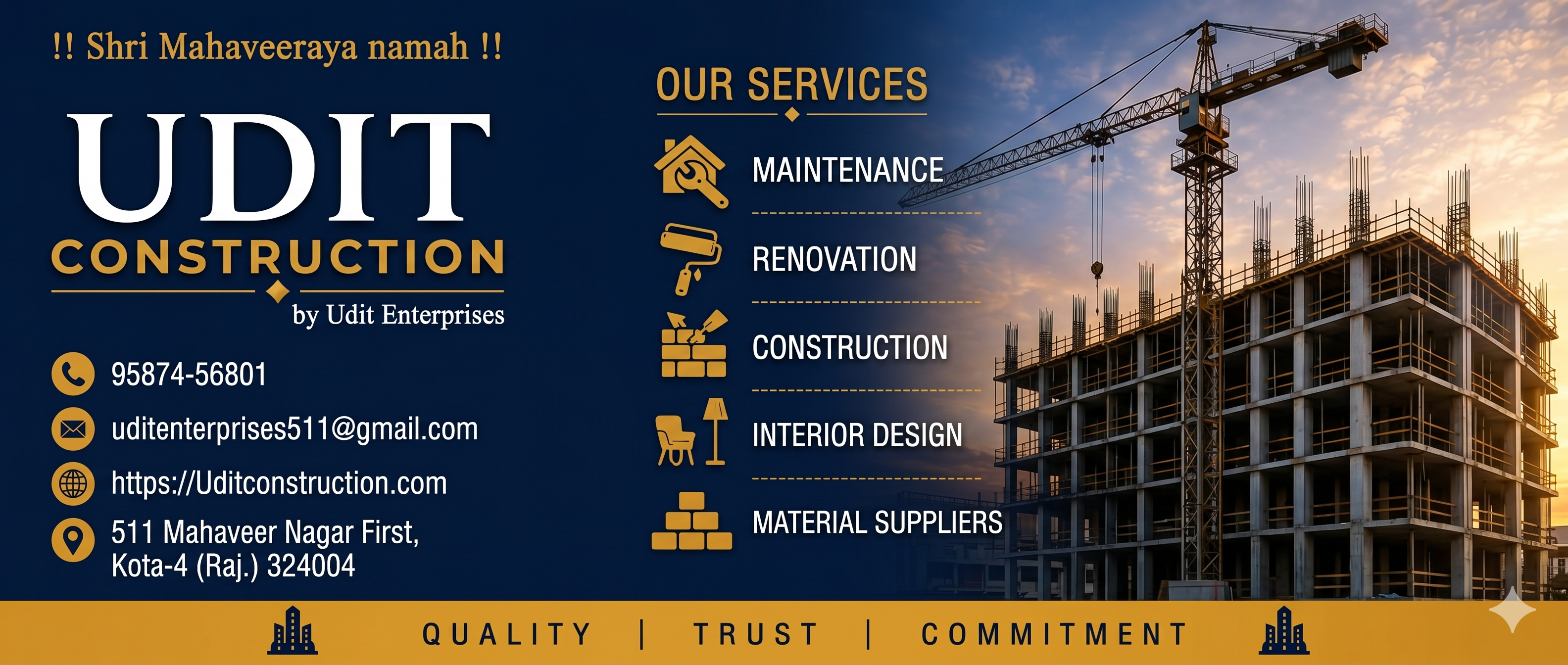 Udit Construction services banner